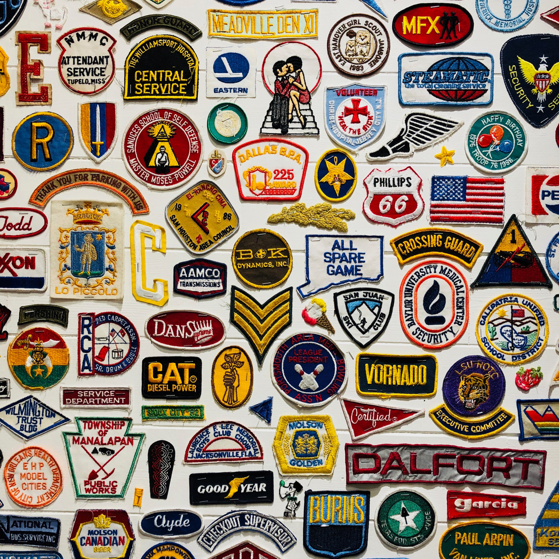 Collection of fabric badges and patches